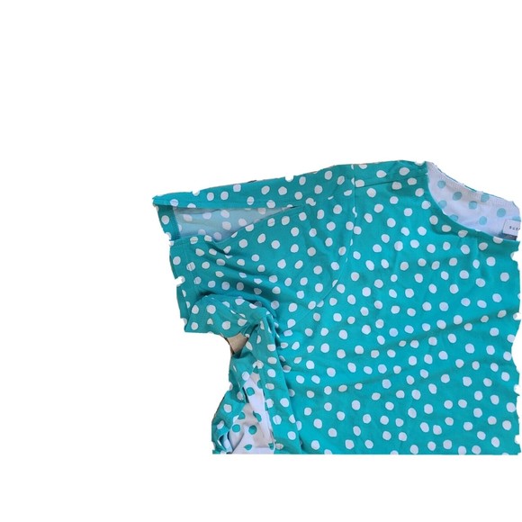 Susan Graver Liquid Knit Layered Top Metal Ring Details Polka Dot Mint White 2XL - Picture 6 of 10